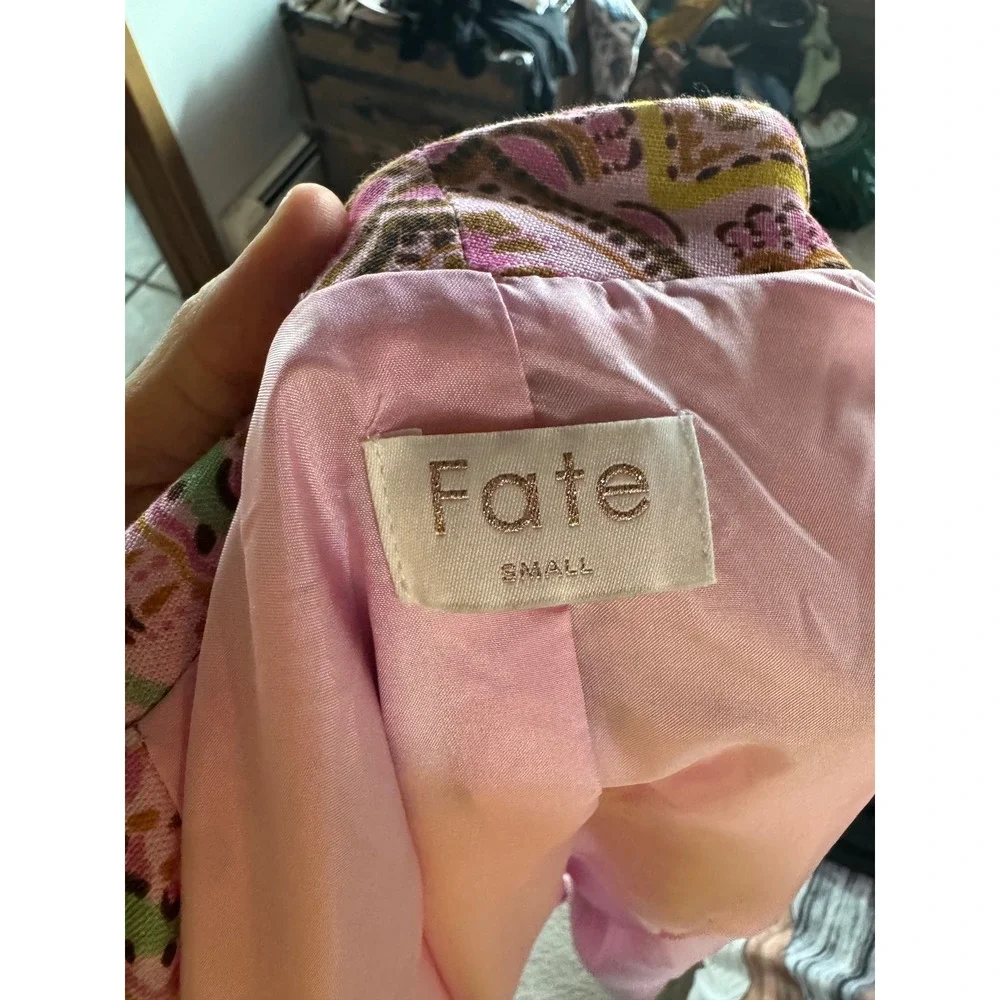 Fate Pink Paisley Print Wrap Jacket Blazer Tie Waist Women's‎ Small